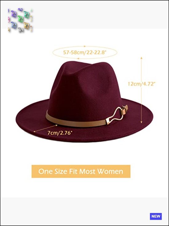 Wide Brim Fedora Floppy Panama Hat with Belt Buckle Fedora Adjustable Strap